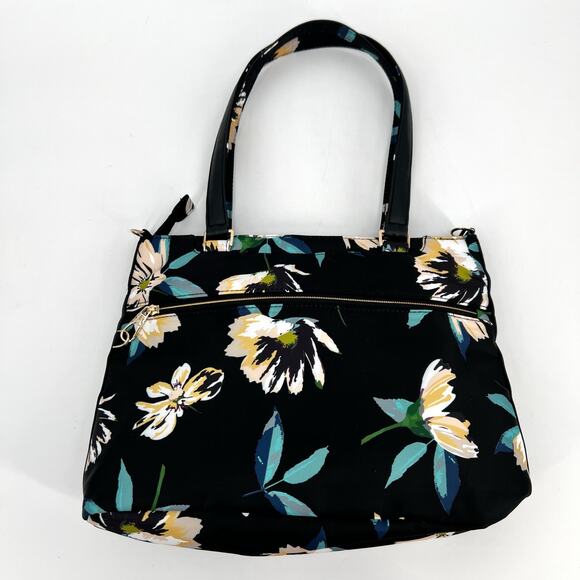Travelon Anti Theft Addison Tote Bag Midnight Floral Travel 15x11x4 READ Black - Picture 2 of 10